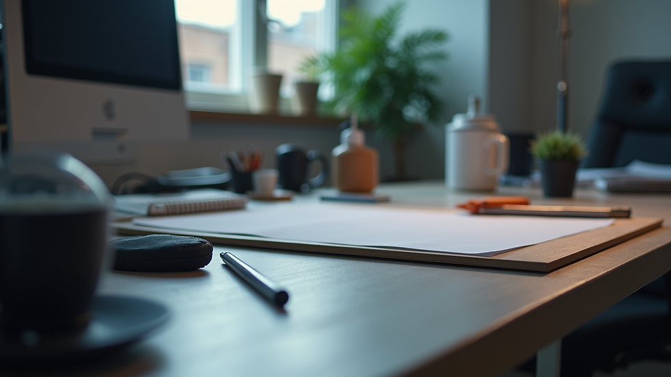 Eye-level view of a modern workspace with innovative tools