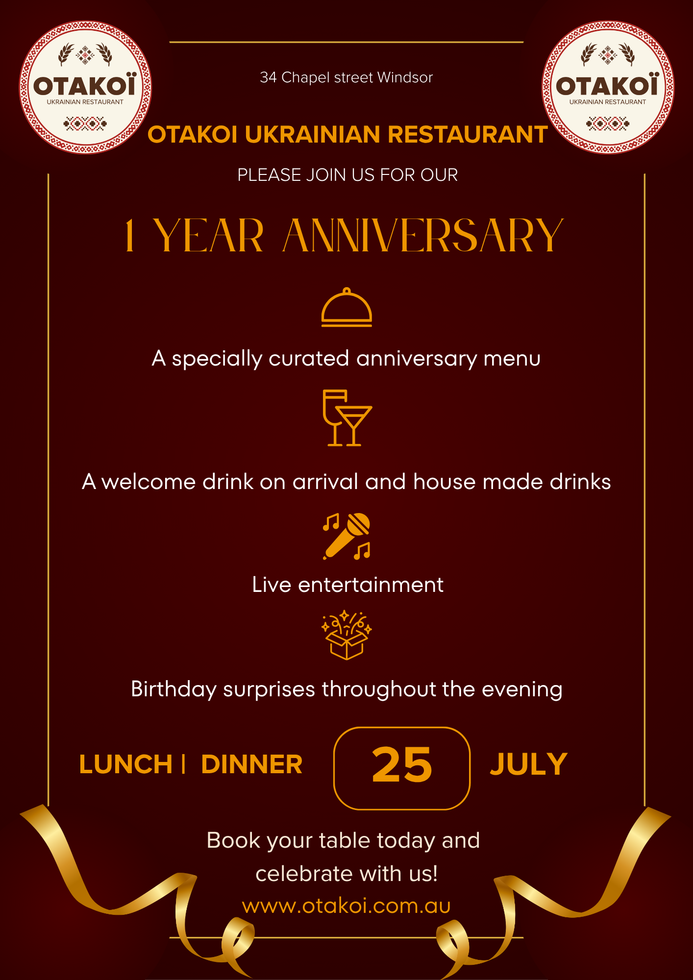 Otakoї Turns One Celebrate With Us anniversary event graphic