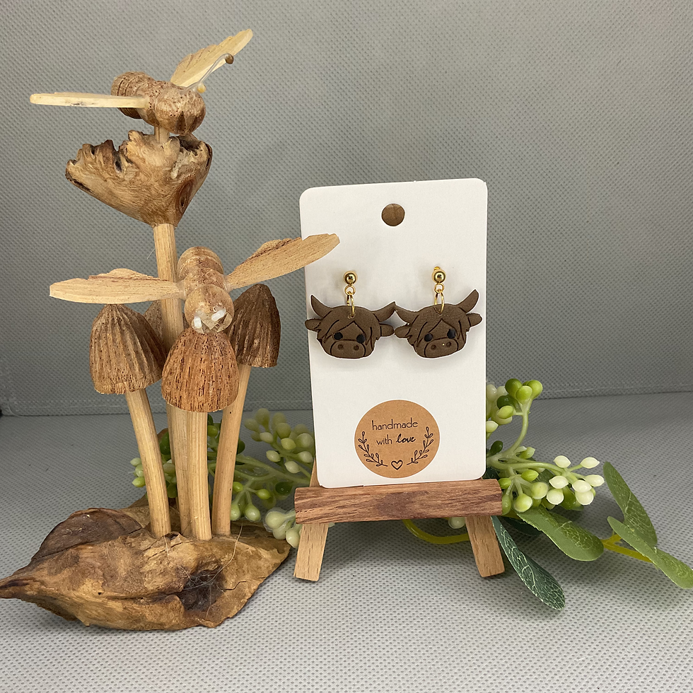 Thumbnail: Brown Highland Cow Earrings