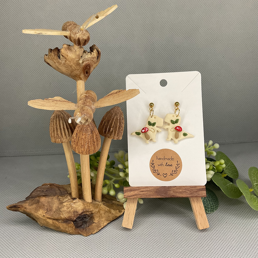 Thumbnail: Mushroom Dinosaur Earrings
