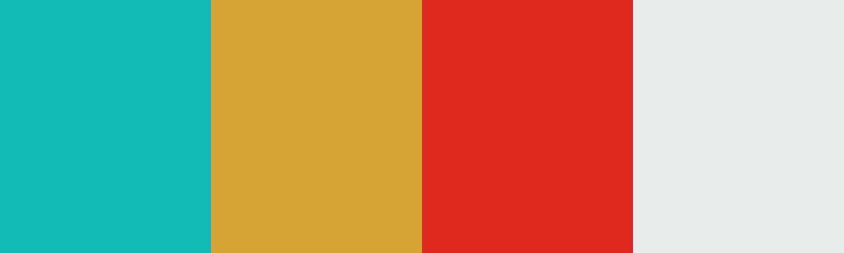 Four-color swatch preview for 365 Cultural Color Palettes #116, Gold Coast, Australia: Surf Turquoise, Golden Sand, Lifeguard Red, Fiberglass White.