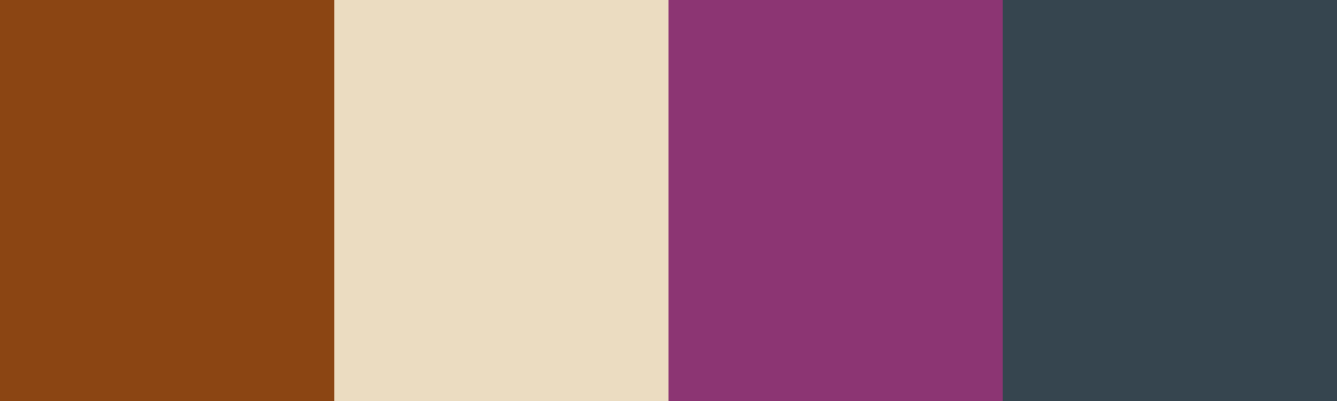 Four-color swatch preview for 365 Cultural Color Palettes #025, Pampas, Argentina: Saddle Leather, Pampas Grass, Malbec Purple, Charcoal Grill.