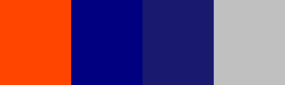 Four-color swatch preview for 365 Cultural Color Palettes #054, Baku, Azerbaijan: Baku Flame, Carpet Blue, Night Glass, Steel.