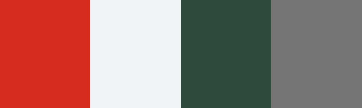 Four-color swatch preview for 365 Cultural Color Palettes #071, Zermatt, Switzerland: Swiss Red, Powder White, Pine Needle, Matterhorn Grey.