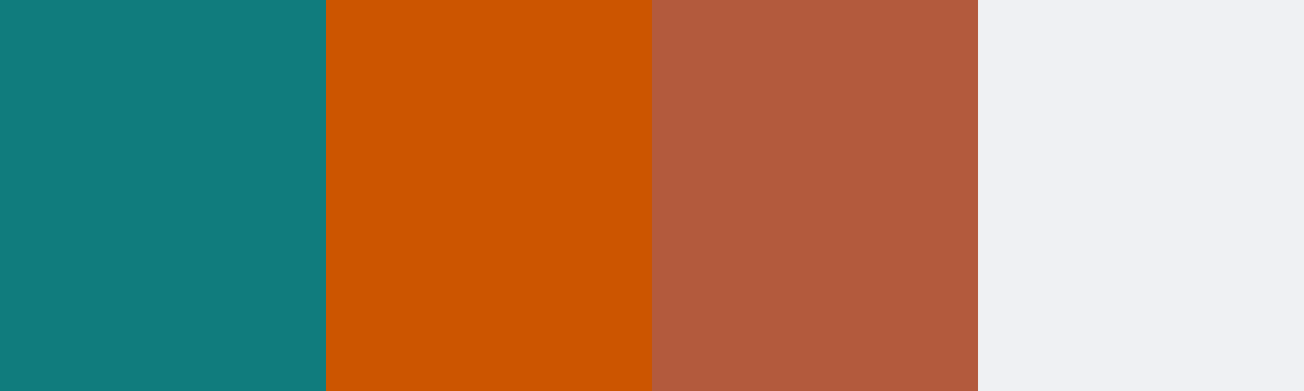 Four-color swatch preview for 365 Cultural Color Palettes #027, Marrakesh, Morocco: Zellige Teal, Spice Orange, Clay Red, White Zellige.