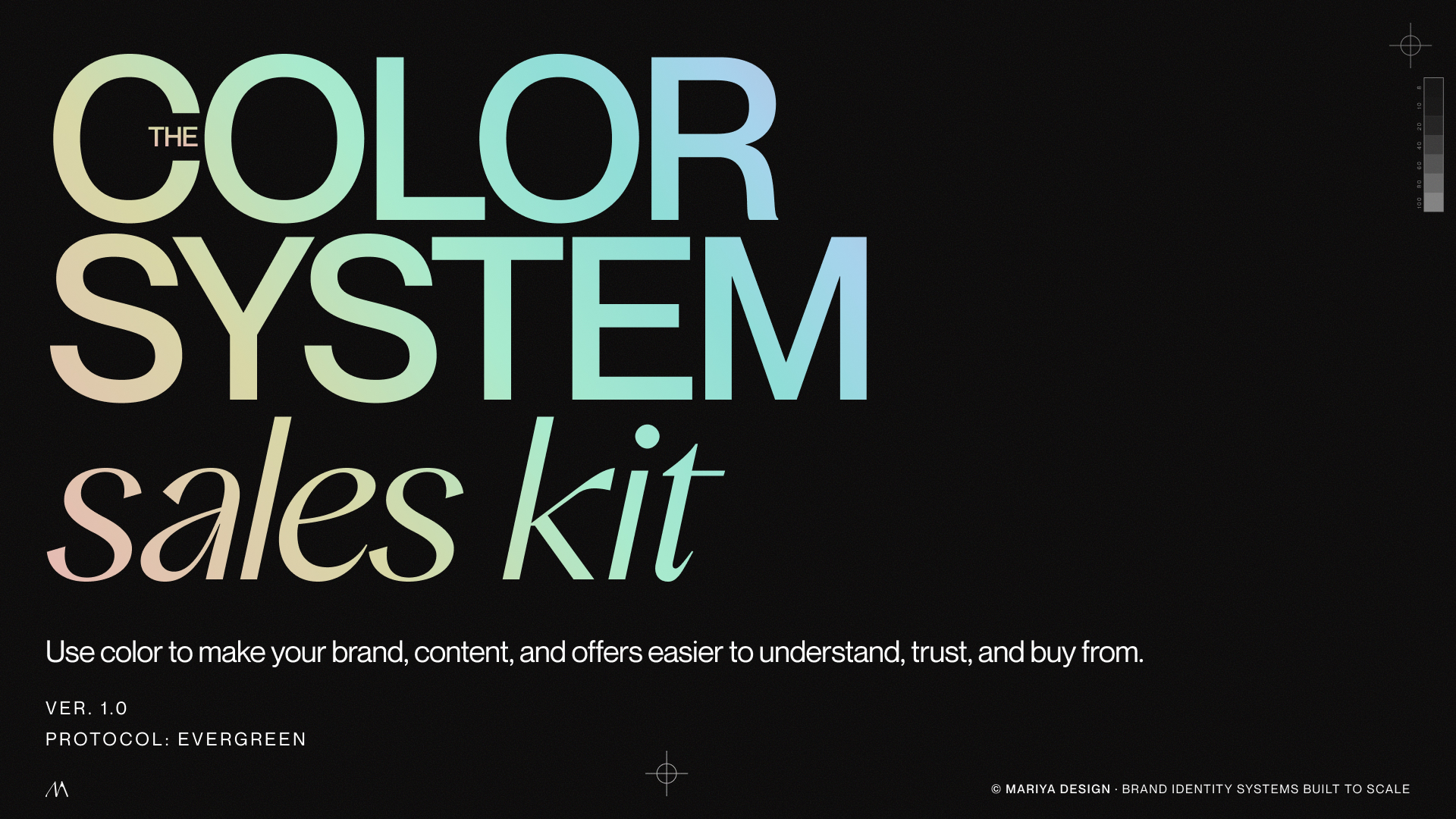 The Color System Sales Kit by Mariya Design, a practical guide for using color to improve attention, trust, hierarchy, and action across brand content and offers.