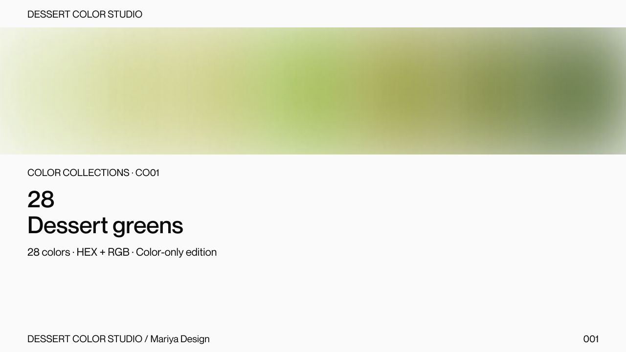 28 Dessert greens. Intentionally blurred public preview.