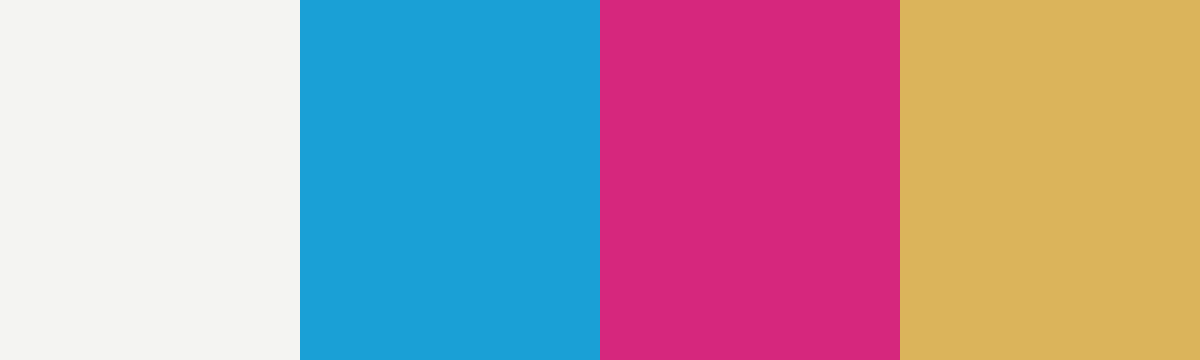 Four-color swatch preview for 365 Cultural Color Palettes #141, Mykonos, Greece: Cycladic White, Aegean Cyan, Hot Pink, Dry Straw.