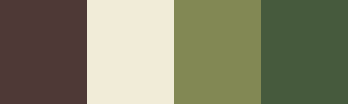 Four-color swatch preview for 365 Cultural Color Palettes #032, Lalibela, Ethiopia: Roast Dark, Cotton White, Raw Cherry Green, Leaf Green.