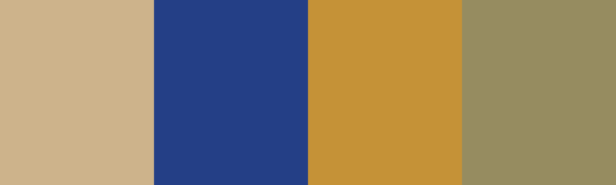 Four-color swatch preview for 365 Cultural Color Palettes #028, Luxor, Egypt: Desert Sand, Lapis Lazuli, Pharaoh Gold, Papyrus Reed.