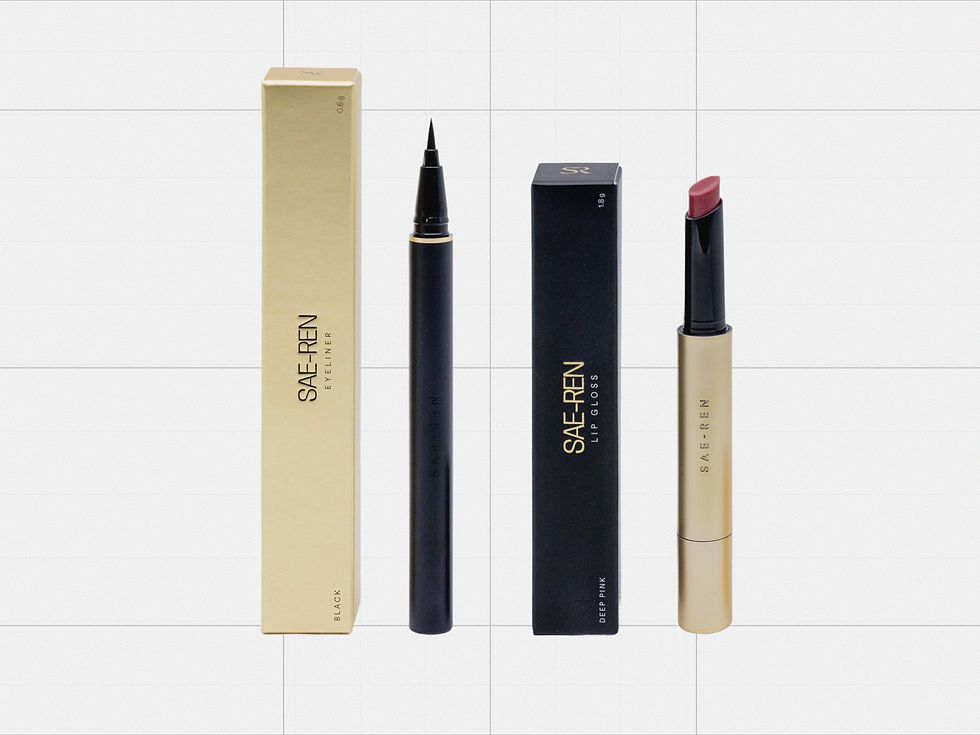 Luxury beauty brand identity system showing packaging, website design, and structured brand manual overview.