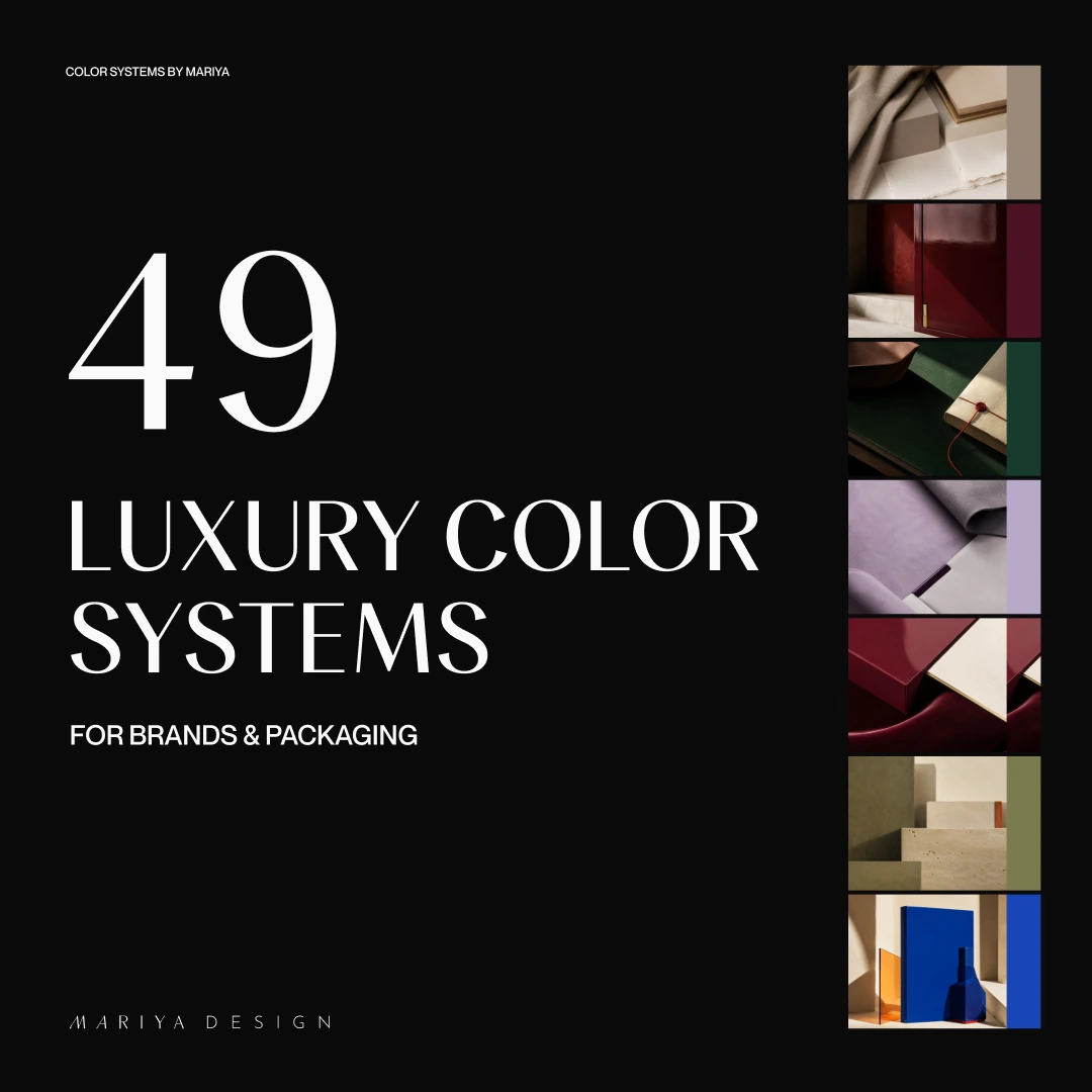 49 Luxury Color Systems for Brands and Packaging square cover with material studies.