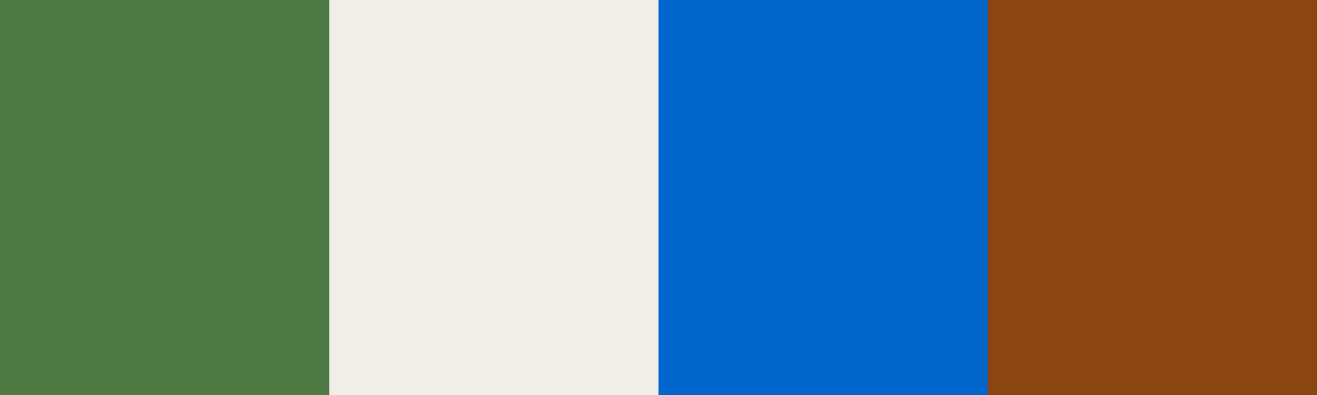 Four-color swatch preview for 365 Cultural Color Palettes #051, Steppe, Mongolia: Steppe Green, Yurt Felt, Eternal Blue, Saddle Brown.