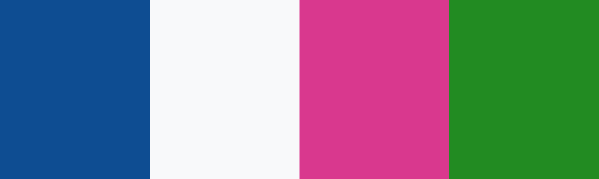 Four-color swatch preview for 365 Cultural Color Palettes #011, Santorini, Greece: Aegean Blue, Stucco White, Bougainvillea, Mediterranean Leaf.