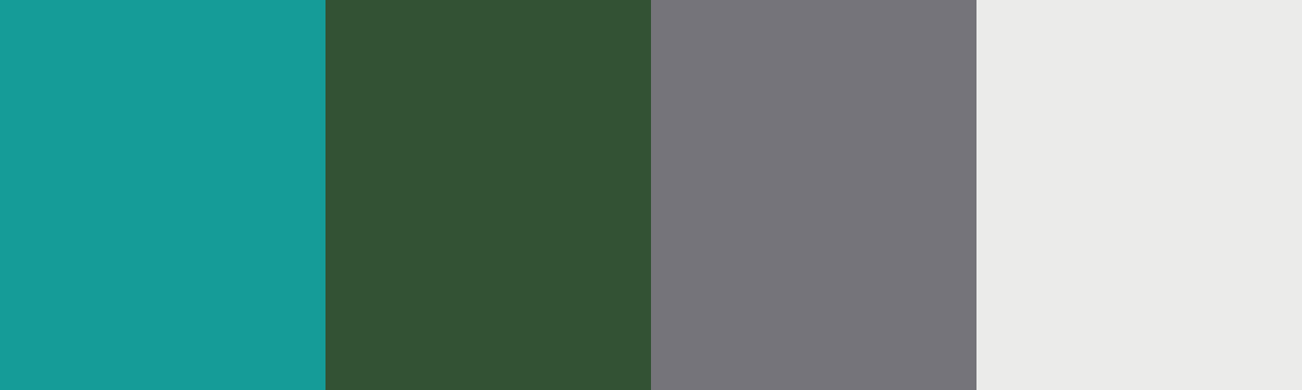 Four-color swatch preview for 365 Cultural Color Palettes #098, Banff, Canada: Glacial Flour, Spruce Green, Mountain Grey, Snow White.