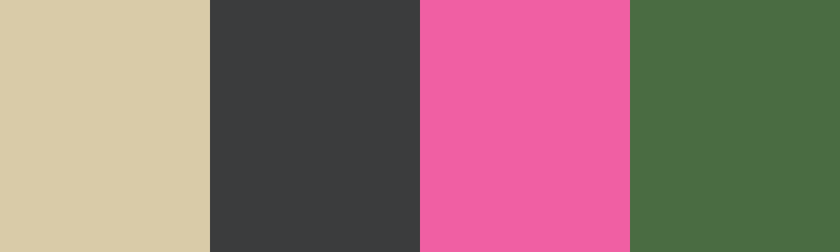Four-color swatch preview for 365 Cultural Color Palettes #040, Rarotonga, Cook Islands: Flax Beige, Black Pearl, Tiare Pink, Lagoon Teal.