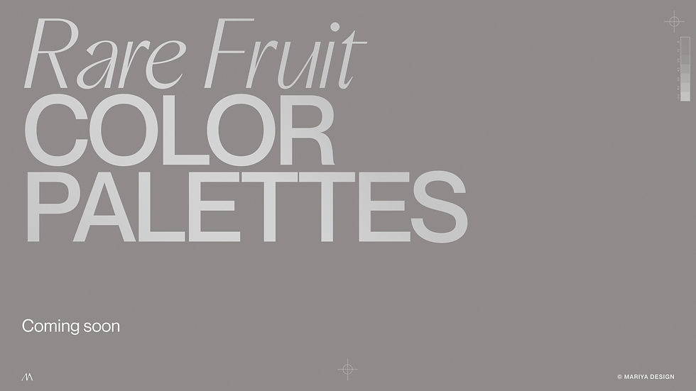 Rare Fruit Color Palettes by Mariya Design, a fruit-inspired color archive for branding, packaging, interiors, content, moodboards, and visual research.