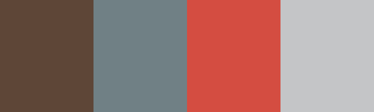 Four-color swatch preview for 365 Cultural Color Palettes #067, Jiufen, Taiwan: Dark Wood, Wet Cobblestone, Glowing Red, Mystic Mist.