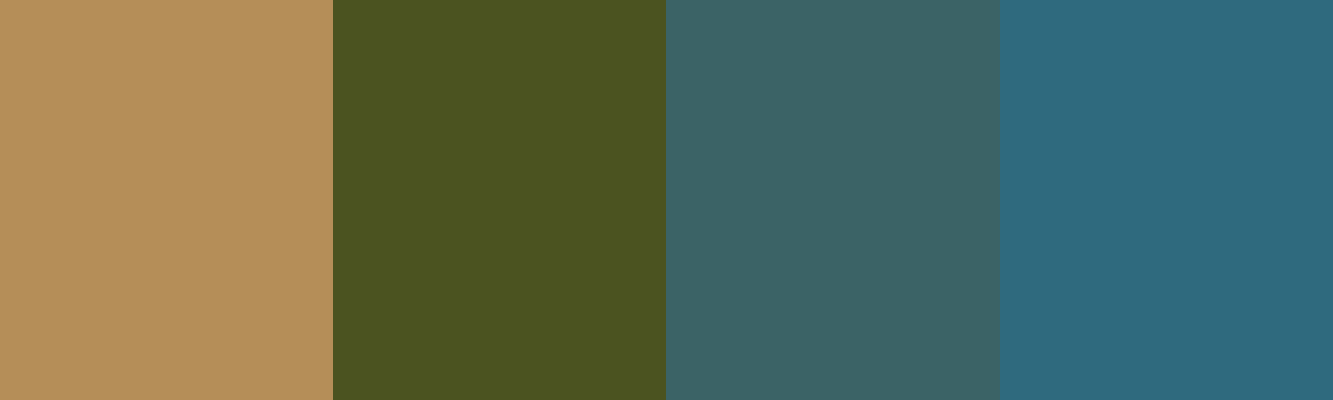 Four-color swatch preview for 365 Cultural Color Palettes #049, Byblos, Lebanon: Ancient Stone, Olive Grove, Cedar Blue, Sea Depths.
