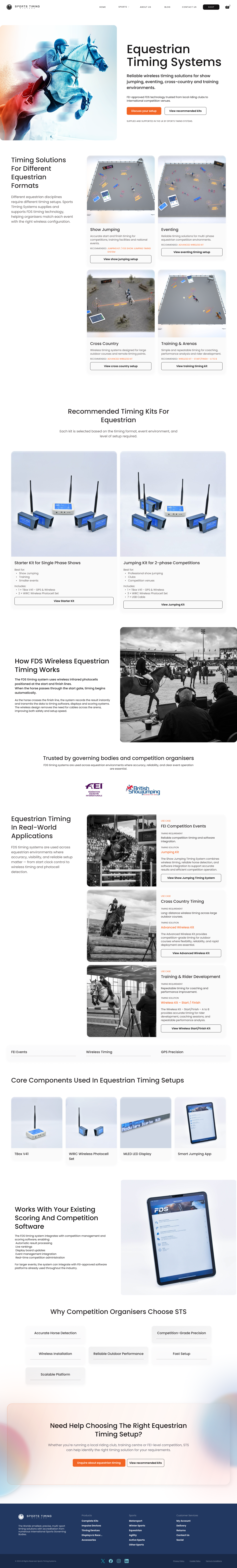STS Equestrian landing-page design, exported from the original Figma frame