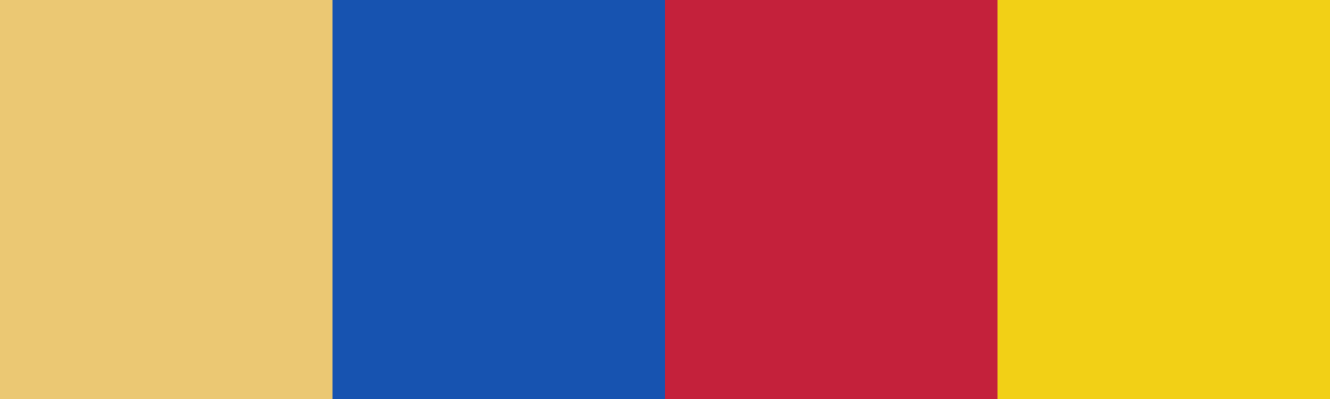 Four-color swatch preview for 365 Cultural Color Palettes #079, Valletta, Malta: Honey Stone, Luzzu Blue, Luzzu Red, Sun Yellow.
