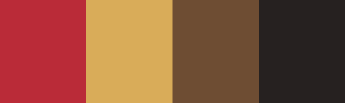 Four-color swatch preview for 365 Cultural Color Palettes #101, Maasai Mara, Kenya: Maasai Red, Savanna Gold, Acacia Wood, Leather Black.