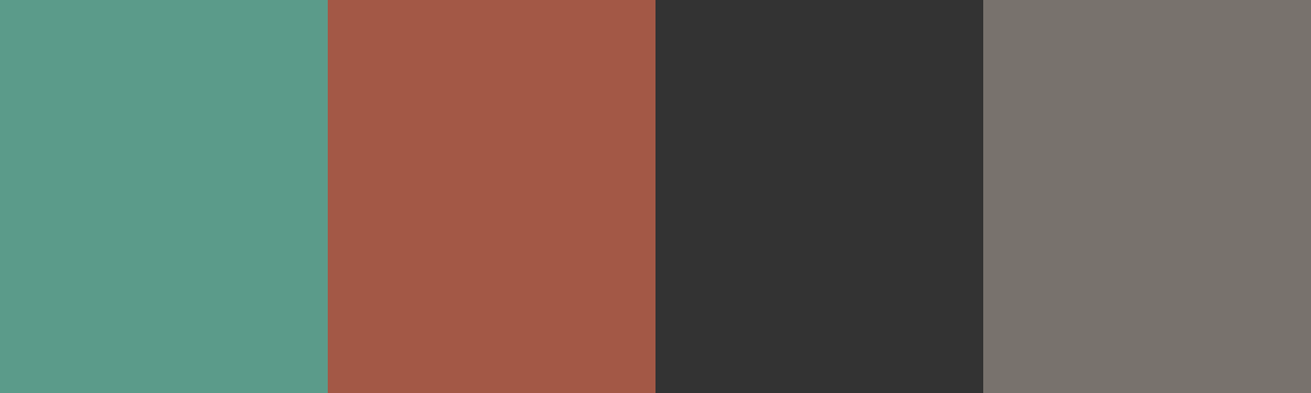 Four-color swatch preview for 365 Cultural Color Palettes #073, Prague, Czech Republic: Copper Patina, Bohemian Red, Gothic Black, Cobblestone.