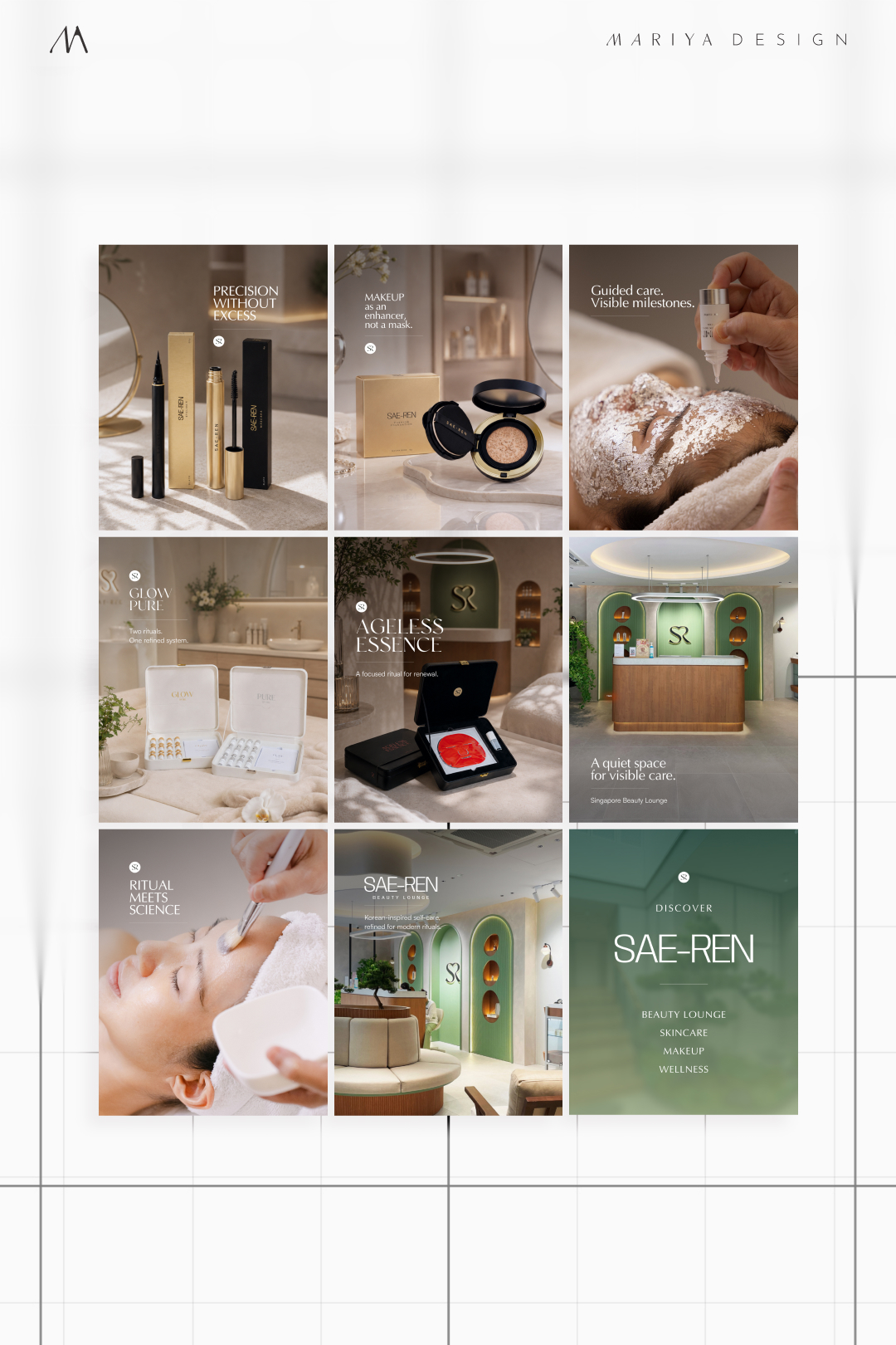 Launch direction — Product, treatment and space imagery brought into a consistent visual rhythm.