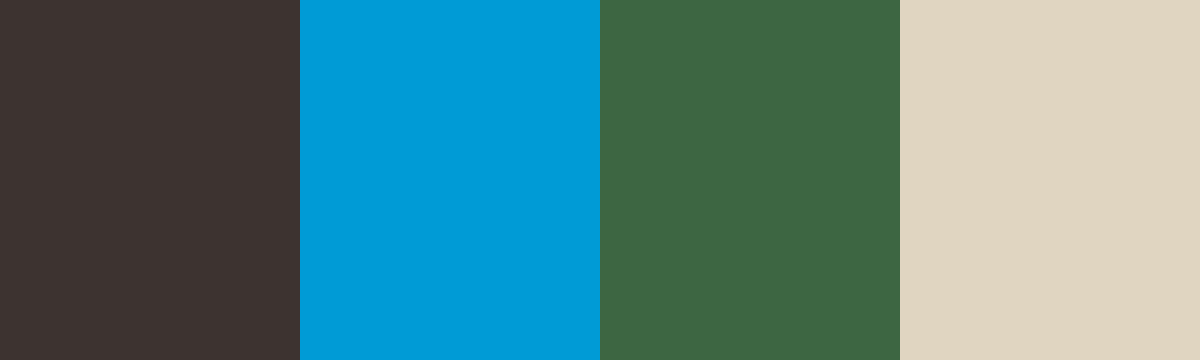 Four-color swatch preview for 365 Cultural Color Palettes #127, Aitutaki, Cook Islands: Pearl Black, Aitutaki Blue, Taro Green, Coral Limestone.