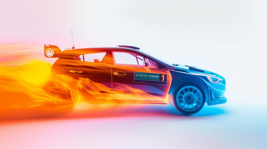 STS motorsport imagery in the shared cyan and orange style