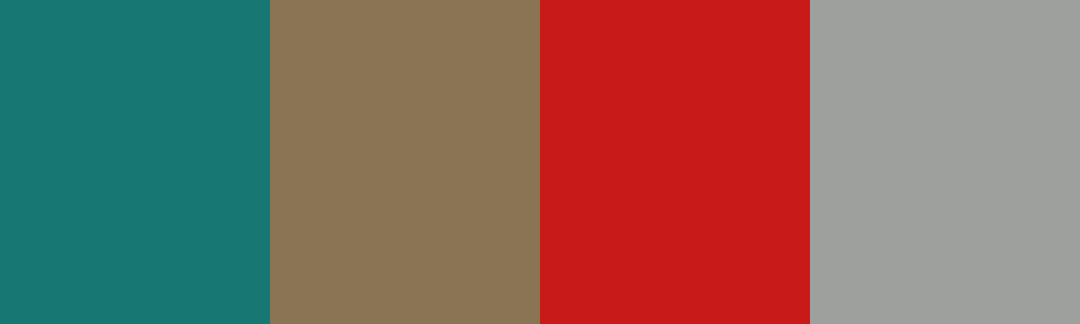 Four-color swatch preview for 365 Cultural Color Palettes #062, Phi Phi, Thailand: Turquoise Water, Longtail Wood, Ribbon Red, Limestone Rock.