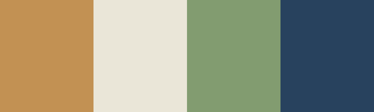Four-color swatch preview for 365 Cultural Color Palettes #139, Algarve, Portugal: Benagil Ochre, Atlantic Foam, Algarve Agave, Deep Navy.