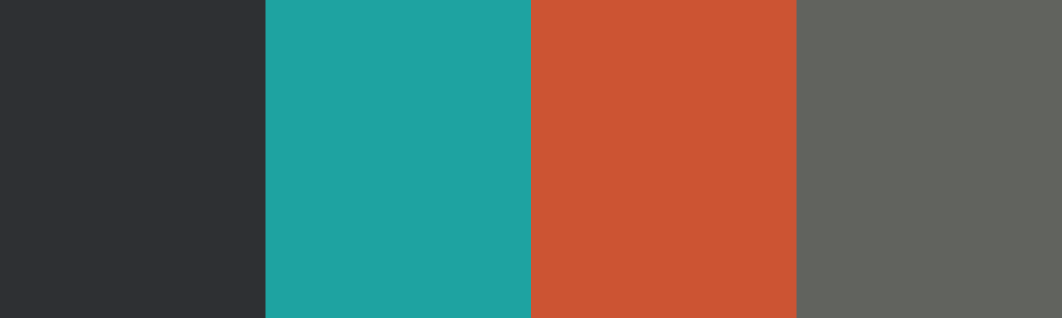 Four-color swatch preview for 365 Cultural Color Palettes #095, Galapagos, Ecuador: Lava Black, Booby Blue, Crab Orange, Iguana Grey.