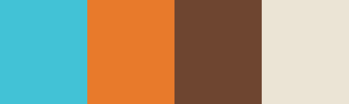 Four-color swatch preview for 365 Cultural Color Palettes #125, Marovo Lagoon, Solomon Islands: Aqua Lagoon, Starfish Orange, Coconut Brown, Sandbar White.