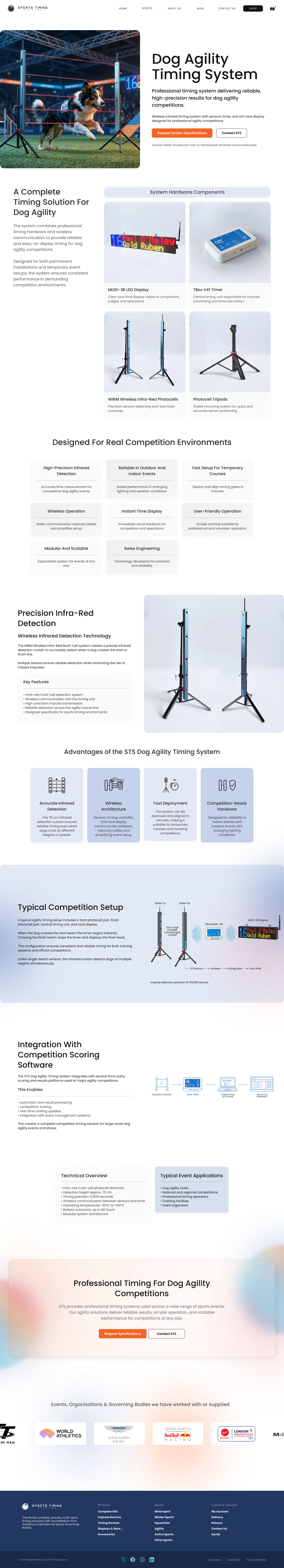 STS Dog Agility page design with sport imagery and timing solutions