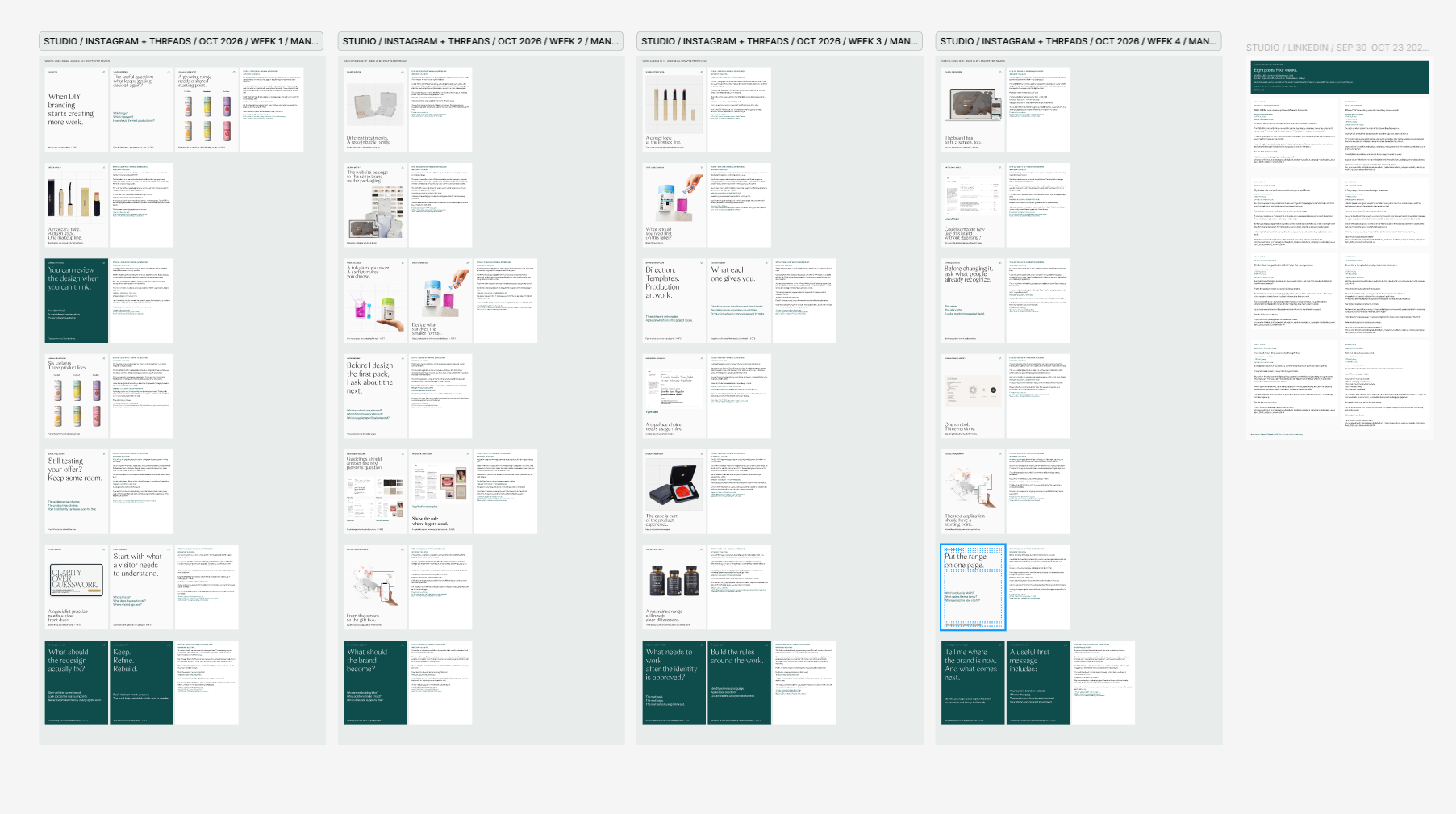 Mariya Design monthly social content working board