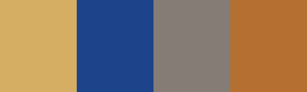 Four-color swatch preview for 365 Cultural Color Palettes #115, Sahara, Algeria: Sahara Gold, Tuareg Blue, Berber Silver, Leather.