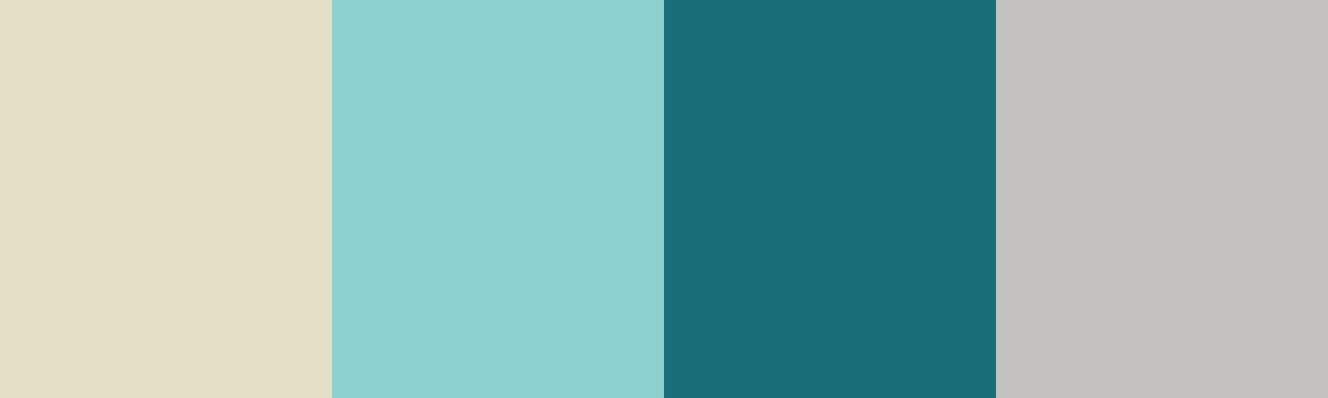 Four-color swatch preview for 365 Cultural Color Palettes #061, Atoll, Maldives: Maldivian Sand, Turquoise Lagoon, Deep Ocean, Driftwood.