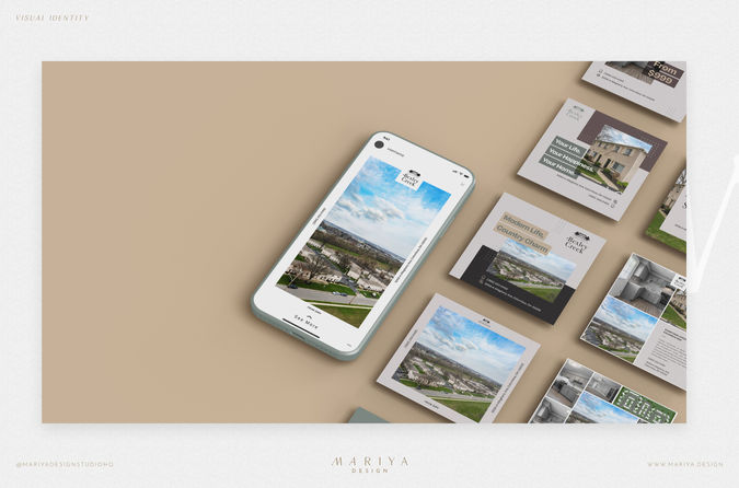 Horizons Asset Management brand applied to social media posts showing consistent visual identity across property listings