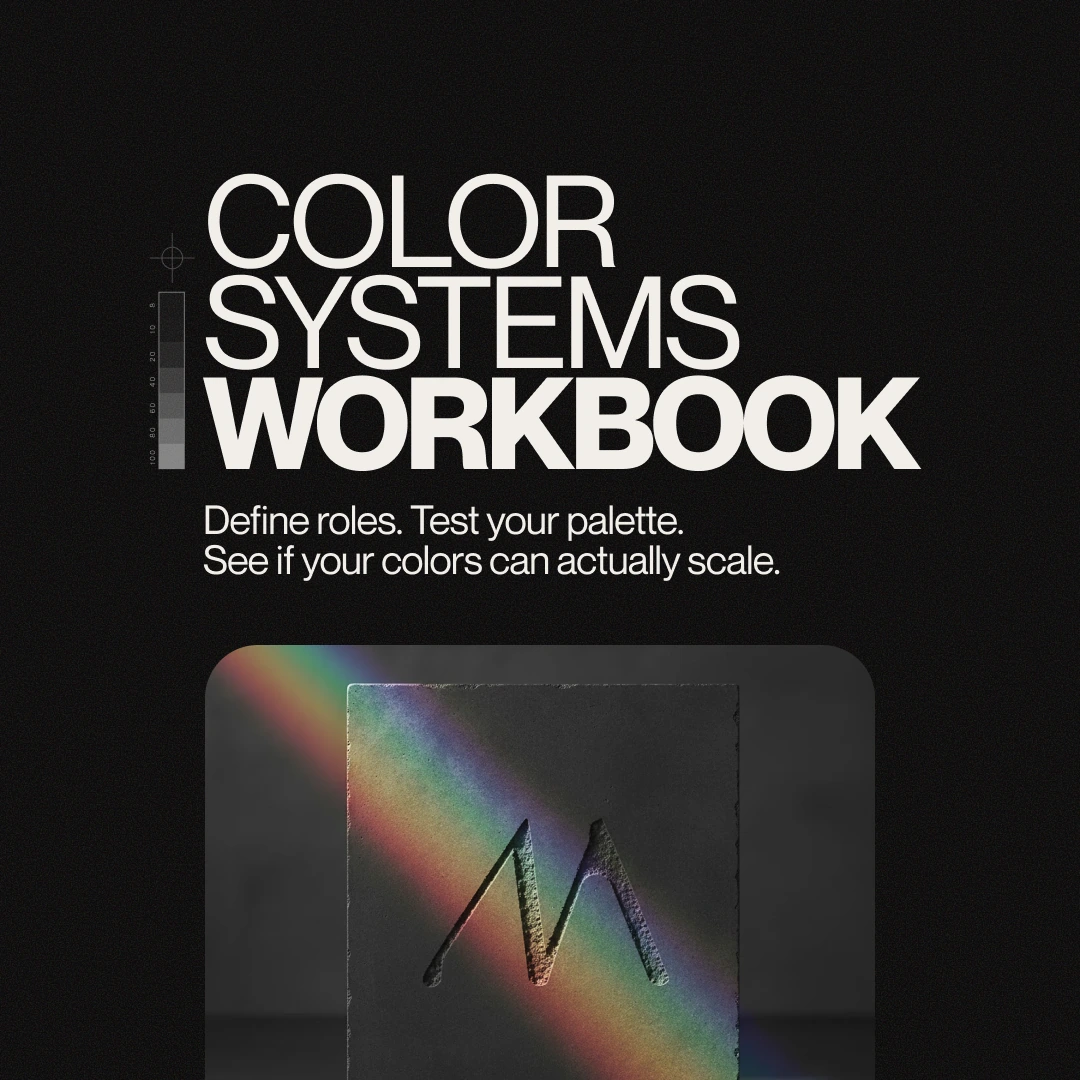 Color Systems Workbook cover: define roles and test your palette.
