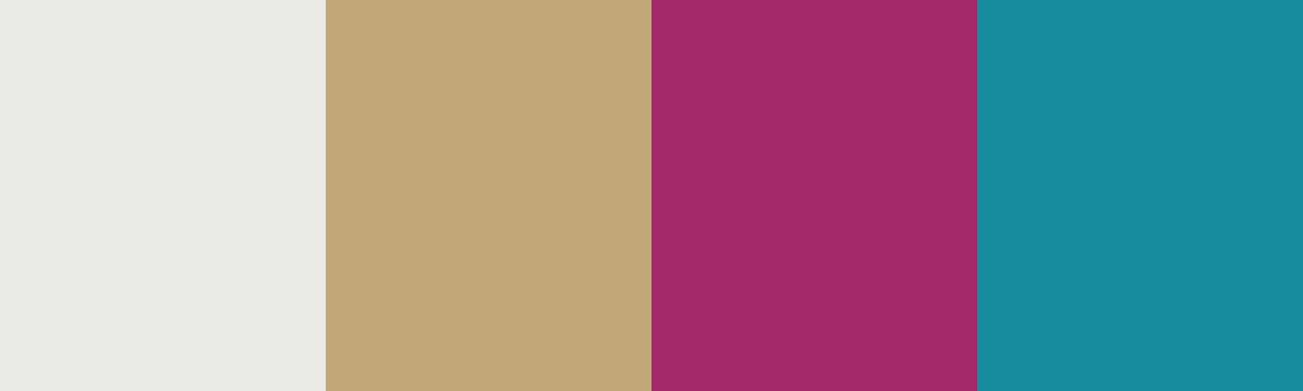 Four-color swatch preview for 365 Cultural Color Palettes #136, Ibiza, Spain: Ibiza White, Esparto Beige, Bougainvillea Purple, Cove Turquoise.