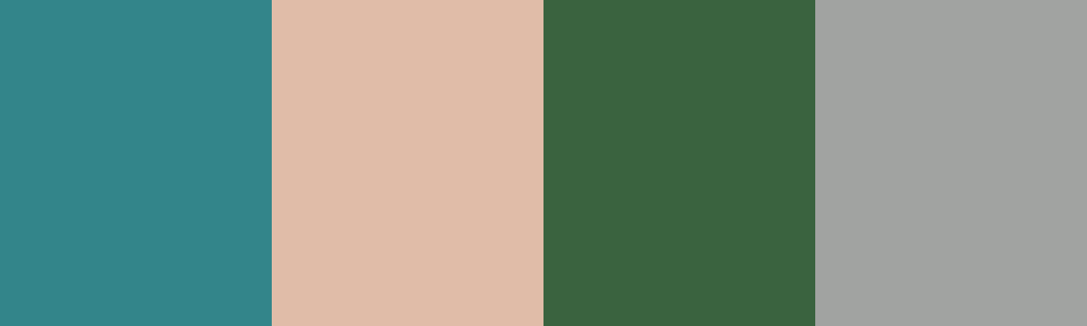 Four-color swatch preview for 365 Cultural Color Palettes #133, Sardinia, Italy: Sardinian Turquoise, Budelli Pink, Myrtle Green, Pale Granite.