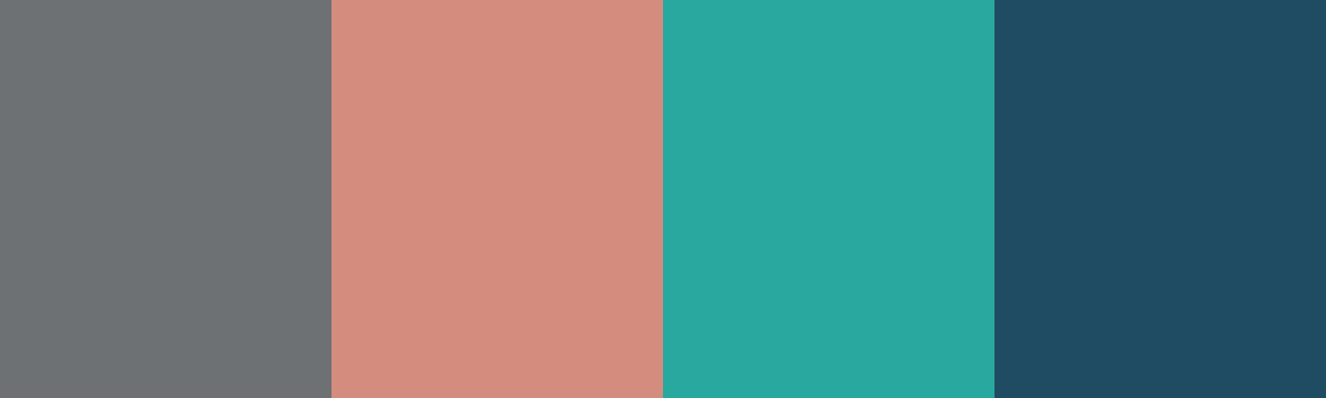 Four-color swatch preview for 365 Cultural Color Palettes #121, H A ' A P A I, Tonga: Whale Grey, Coral Pink, Shallow Turquoise, Pacific Indigo.