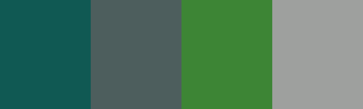 Four-color swatch preview for 365 Cultural Color Palettes #117, Fiordland, New Zealand: Fiord Teal, Slate Grey, Fern Green, Milford Mist.