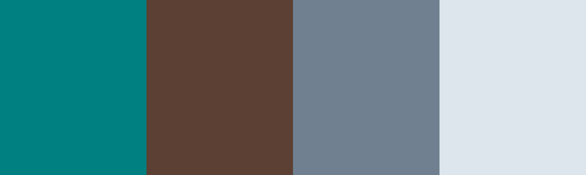 Four-color swatch preview for 365 Cultural Color Palettes #052, Almaty, Kazakhstan: Kaindy Teal, Slate Rock, Spruce Trunk, Alpine White.