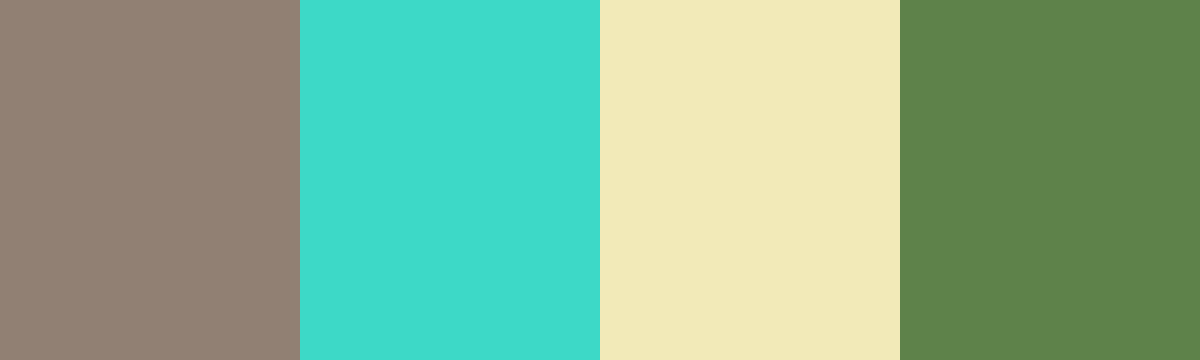 Four-color swatch preview for 365 Cultural Color Palettes #108, La Digue, Seychelles: Granite Grey, Cyan Water, Powder Sand, Palm Green.