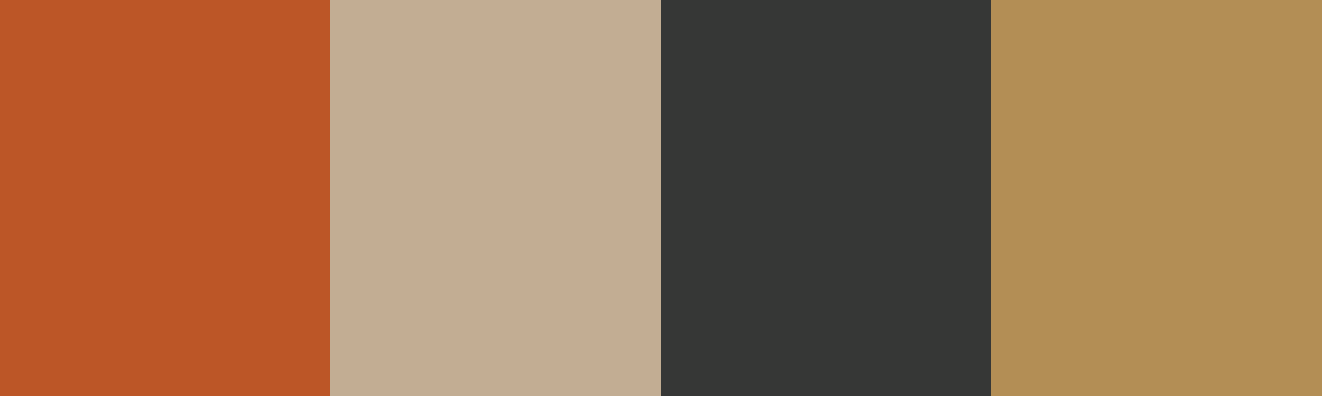 Four-color swatch preview for 365 Cultural Color Palettes #033, Sossusvlei, Namibia: Dune Orange, Clay Pan, Acacia Charcoal, Desert Earth.