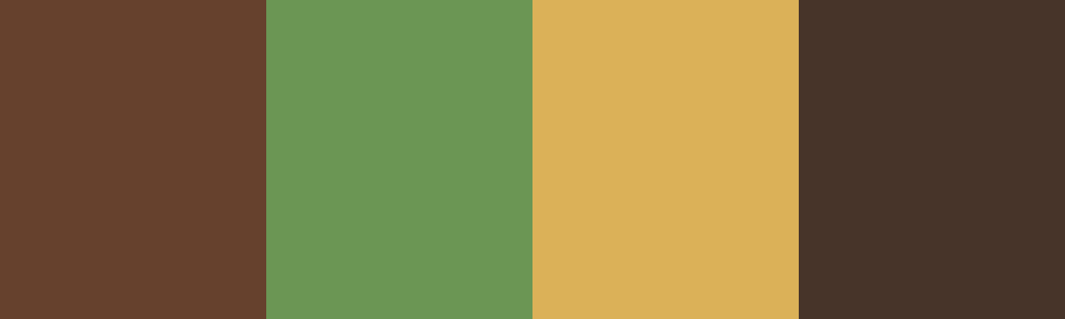 Four-color swatch preview for 365 Cultural Color Palettes #106, G R A N D - B A S S A M, Ivory Coast: Cocoa Roast, Fresh Cacao, Colonial Yellow, Tropical Earth.