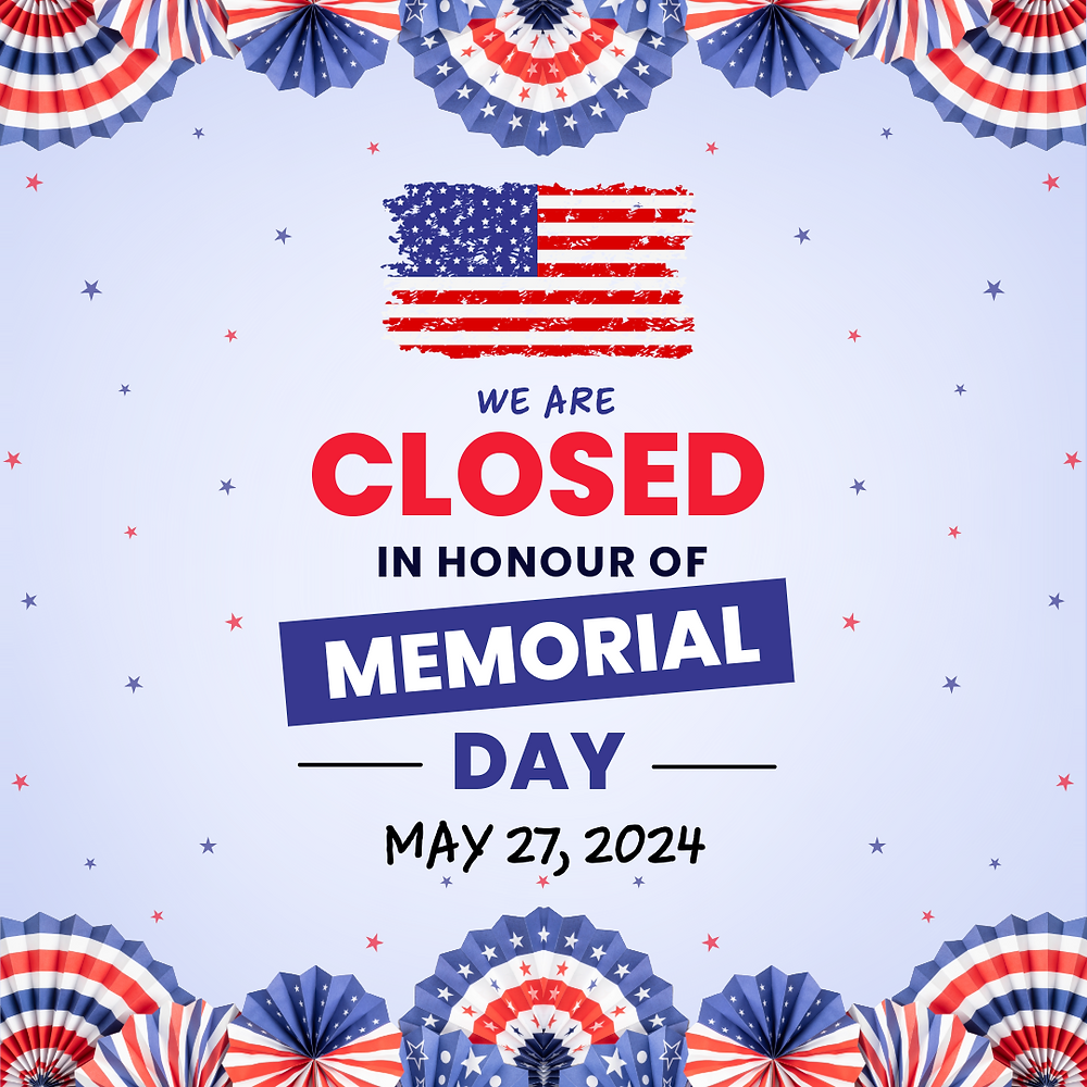 Closed for Memorial Day