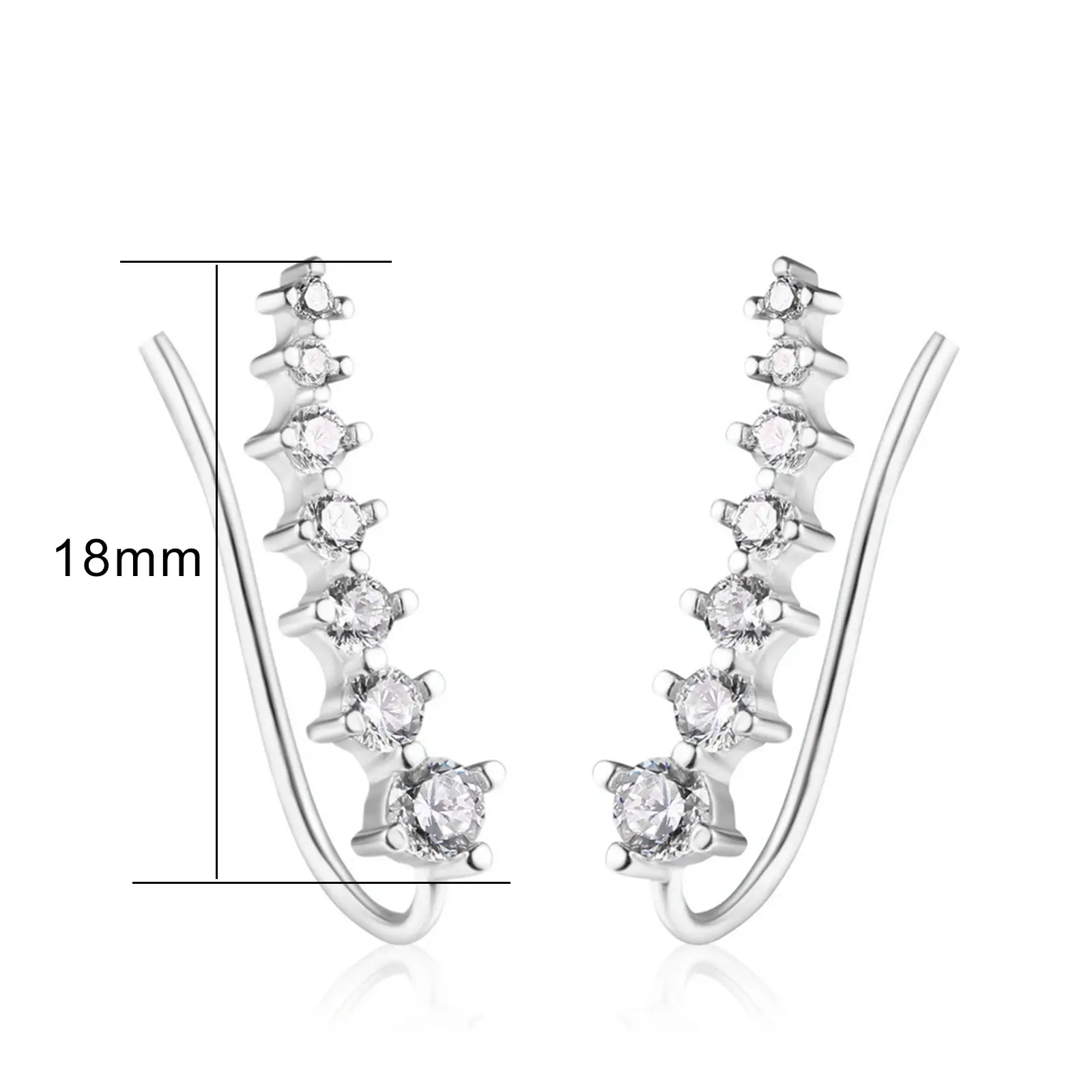 Long Dipper Ear Hook Clip on Earrings for Women Four-Prong Setting Zircon